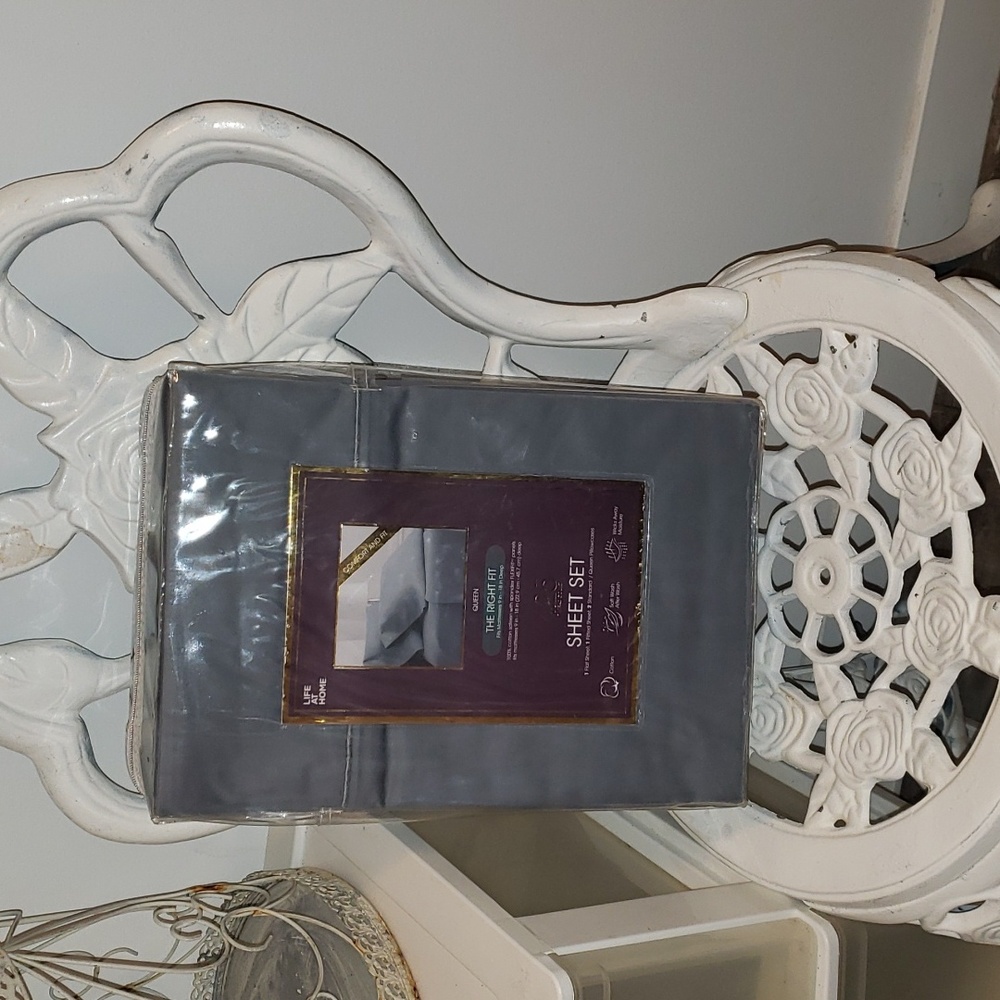 Grey Life At Home Queen Size Sheet Set NWT